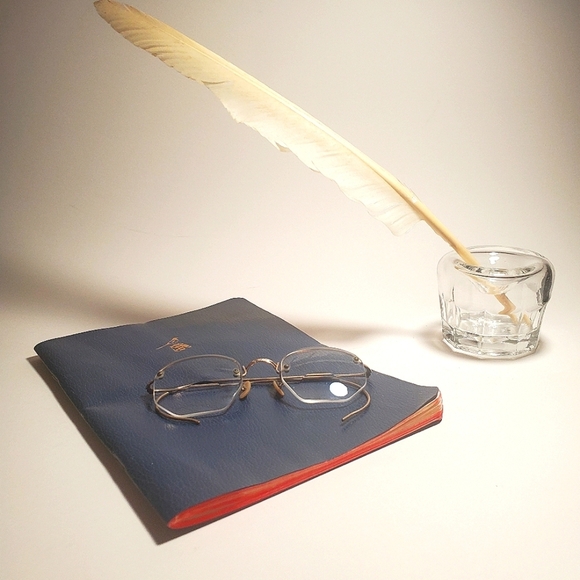 1900s Clear Glass Ink Well Desk Accessory Vintage Antique EUC - Picture 12 of 12